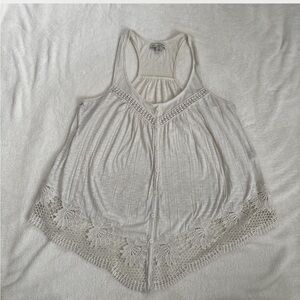 Flowy white lace tank top